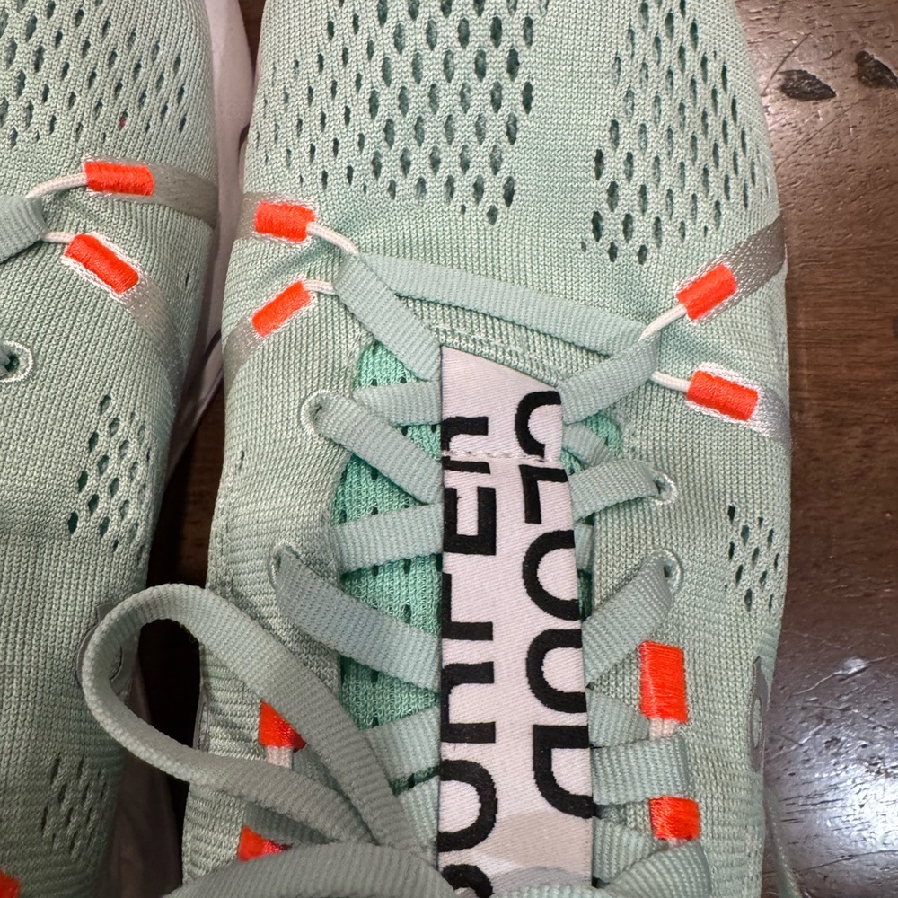 On Running Mint Sneakers with Orange Accents - Picture 6 of 12